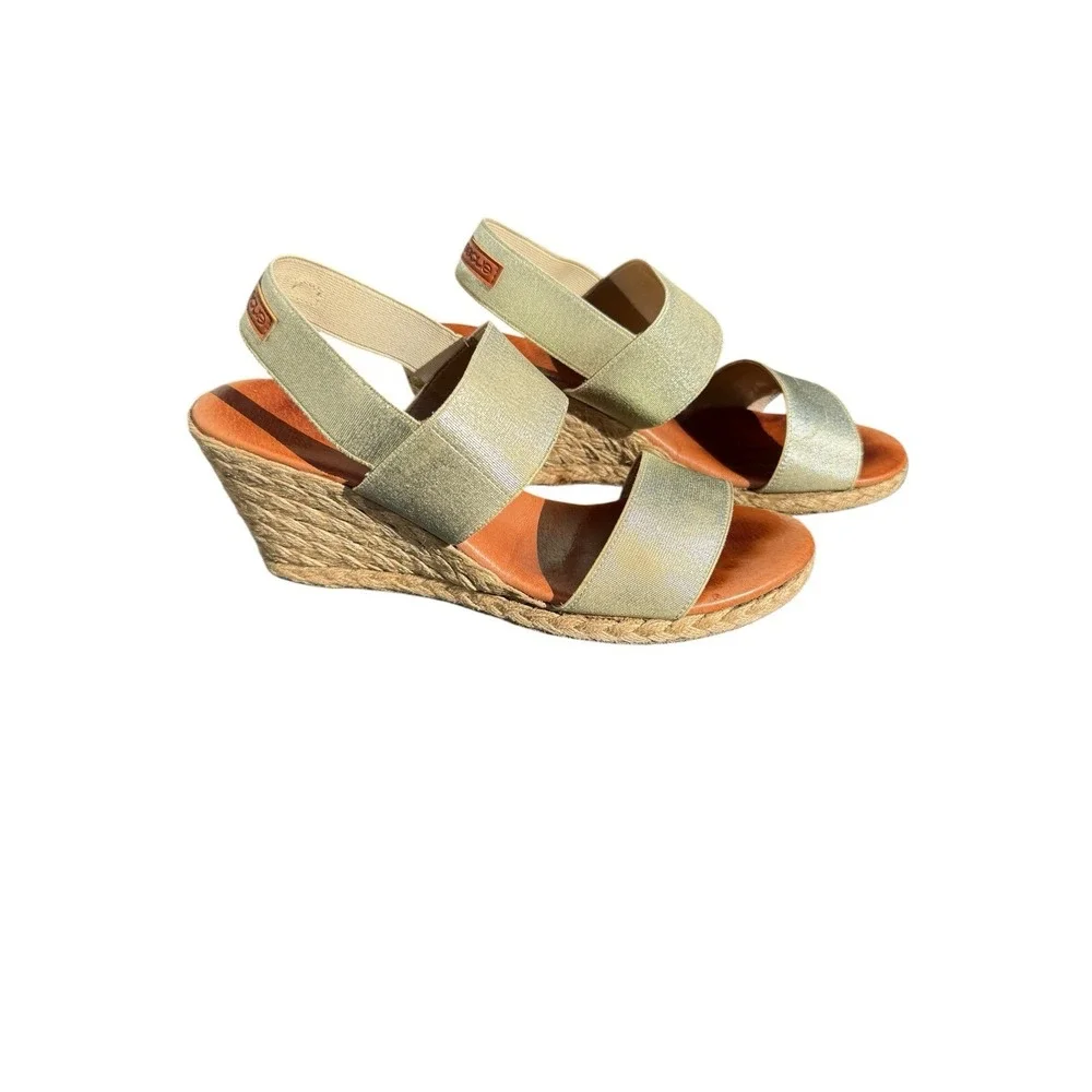 André Assous Allison Metallic Espadrille Wedge in‎ the color 